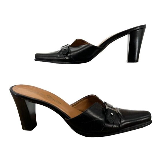 GAMA Studio Made in Italy Leather Mules Heels Black -Size 6.5B - Picture 2 of 7